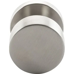 MARCHESI Türknopf Flachform außen auf Rosette, Gewindeansätze M5, Edelstahl matt