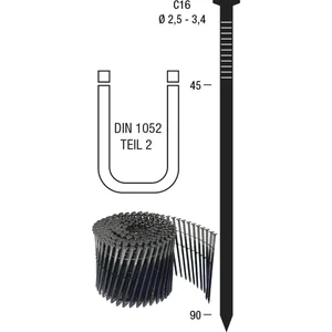 Ringnut-Nagelrolle C16R 3.1x70 mm blank Drahtgebunden 16 Grad