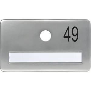 SOLIDO Namensschild ohne Spion, Bohrung ø 14, Alu silber eloxiert, Gravur Nr. 49