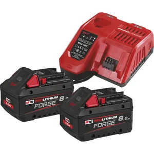 MILWAUKEE Akku-Starterset 2 x 18V / 8,0 Ah Schiebe-Akkus u. Ladegerät M12-18 FC