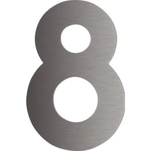 Hausnummer 8 - Höhe 120 mm, mit 2 Gewindenocken M5, Edelstahl