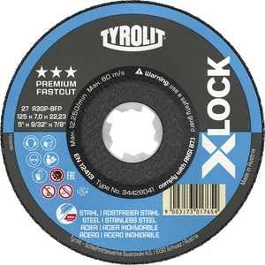 TYROLIT X-LOCK Schruppscheibe Stahl/Niro Premium*** 125 x 7 mm 2in1 Form 27