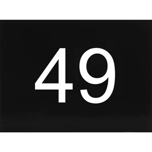 Nummernschild selbstklebend, 40 x 30 mm, Type 49, Kunststoff schwarz glänzend