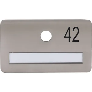SOLIDO Namensschild ohne Spion, Bohrung ø 14, Edelstahl satiniert, Gravur Nr. 42
