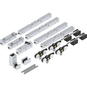 SOLIDO 100 Teleskopbeschlagset Glas 2-flg. ohne Laufschiene Führung silber