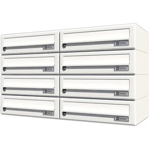 JU Hausbrieffachanlage 8-teilig, 750 x 440 x 280 mm, Stahl weiß RAL 9016