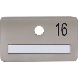SOLIDO Namensschild ohne Spion, Bohrung ø 14, Edelstahl satiniert, Gravur Nr. 16