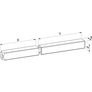 ECO Drückerstift geteilt, Vierkant 9 mm, 50/95