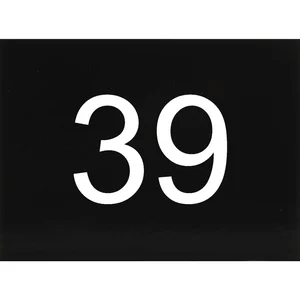 Nummernschild selbstklebend, 40 x 30 mm, Type 39, Kunststoff schwarz glänzend