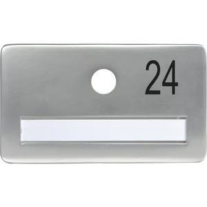 SOLIDO Namensschild ohne Spion, Bohrung ø 14, Alu silber eloxiert, Gravur Nr. 24