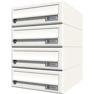 JU Hausbrieffachanlage 4-teilig, 300 x 440 x 380 mm, Stahl weiß RAL 9016