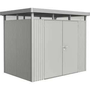 BIOHORT Gerätehaus HighLine H2 silber-metallic Doppeltür