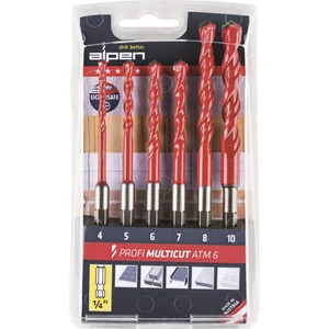 ALPEN HM-Universalbohrer Satz Profi-Multicut 1/4"Sechskantschaft 4-10 mm 6-tlg