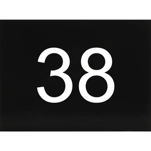 Nummernschild selbstklebend, 40 x 30 mm, Type 38, Kunststoff schwarz glänzend