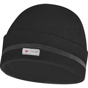 GEBOL Strick Haube - Mütze schwarz mit Reflektionsstreifen, Thinsulate Futter