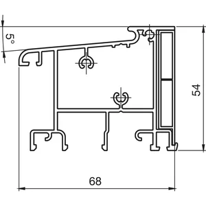 Türschwelle BTS 68, 68 x 54 mm, 6 m, silber eloxiert/Einlage Kunststoff schwarz