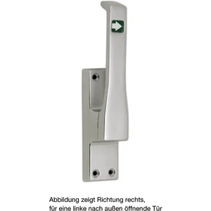 Türtreibriegel aufliegend Pfeil, eckig, rechts, Hub 23 mm, silber eloxiert