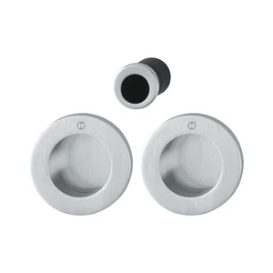 HOPPE Schiebetürmuschel Set M471, runde Rosette BL, Messing verchromt satiniert