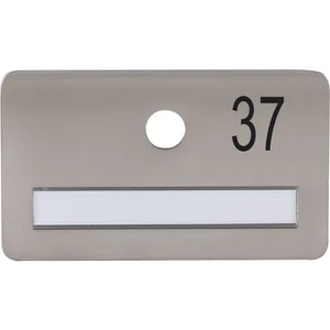 SOLIDO Namensschild ohne Spion, Bohrung ø 14, Edelstahl satiniert, Gravur Nr. 37