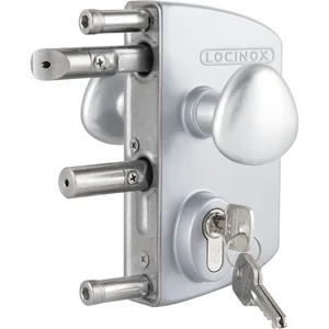 Gittertorschloss-Set LAKQ40U2L, PZW, für Vierkantrohr,inkl. Knopf, silberfärbig
