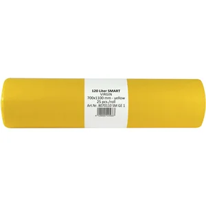 Müllsäcke Polyethylen 120 Liter, 25 my 700 x 1100 mm ohne Zugband gelb