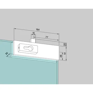 DORMA-Glas Eckschloss US 10, PZ-vorgerichtet, 10 mm, silber eloxiert (03.206)