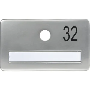 SOLIDO Namensschild ohne Spion, Bohrung ø 14, Alu silber eloxiert, Gravur Nr. 32