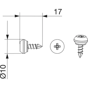 MACO HS Klemmbefestigungschraube Ø10 x 17 mm für Dichtungsschien PVC, silber