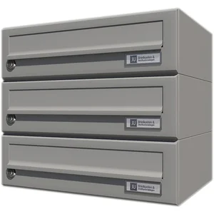 JU Hausbrieffachanlage 3-teilig, 375 x 330 x 280 mm, Stahl grau RAL 9007