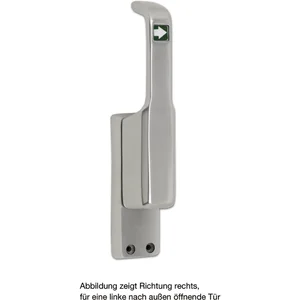 Türtreibriegel aufliegend Pfeil, schwer, links, Hub 23 mm, silber eloxiert