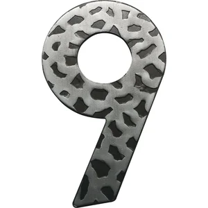 Hausnummer 9 - Höhe 120 mm, Schmiedeeisen schwarz verzinkt