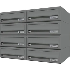 JU Hausbrieffachanlage 8-teilig, 600 x 440 x 380 mm, Stahl grau RAL 9007
