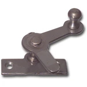 Zungenreiber mit Eisenknopf auf eckiger, austr. Platte, Stahl blank,15 mm links