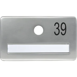 SOLIDO Namensschild ohne Spion, Bohrung ø 14, Alu silber eloxiert, Gravur Nr. 39