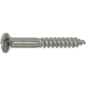 DIN95 3.5 x 25 Messing verchromt Holzschraube Linsensenkkopf mit Schlitz