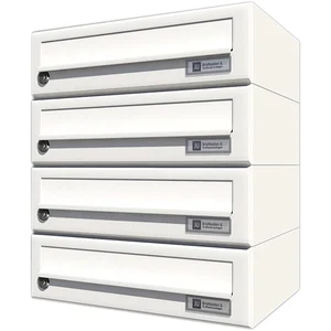 JU Hausbrieffachanlage 4-teilig, 375 x 440 x 280 mm, Stahl weiß RAL 9016