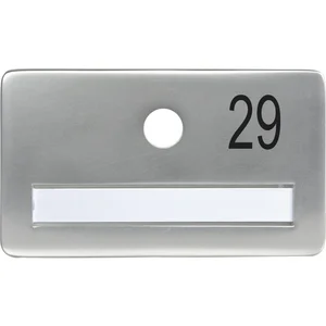 SOLIDO Namensschild ohne Spion, Bohrung ø 14, Alu silber eloxiert, Gravur Nr. 29