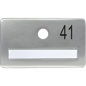 SOLIDO Namensschild ohne Spion, Bohrung ø 14, Alu silber eloxiert, Gravur Nr. 41