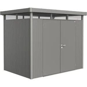 BIOHORT Gerätehaus HighLine H2 quarzgrau-metallic Doppeltür