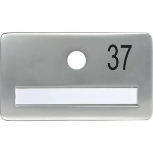 SOLIDO Namensschild ohne Spion, Bohrung ø 14, Alu silber eloxiert, Gravur Nr. 37