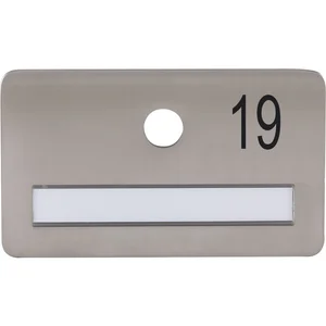 SOLIDO Namensschild ohne Spion, Bohrung ø 14, Edelstahl satiniert, Gravur Nr. 19
