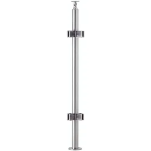 CROSO Fertigsteher mit 4 Klemmhalter über Eck, f.Bodenmontage, Edelstahl V2A