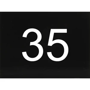 Nummernschild selbstklebend, 40 x 30 mm, Type 35, Kunststoff schwarz glänzend