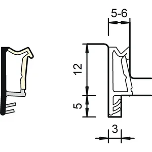 Flügelfalz- und Überschlagdichtung SP6865, Kunststoff graphitgrau