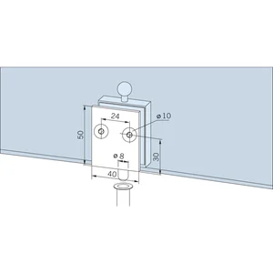 DORMA-Glas Feststellriegel 12.315 mit Bodenbuchse für 10 mm Glas,silber eloxiert