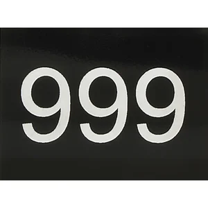 Nummernschild selbstklebend, 40 x 30 mm, Type 51-999,Kunststoff schwarz glänzend