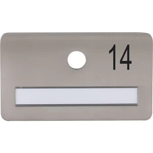 SOLIDO Namensschild ohne Spion, Bohrung ø 14, Edelstahl satiniert, Gravur Nr. 14