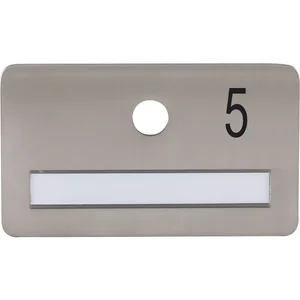 SOLIDO Namensschild ohne Spion, Bohrung ø 14, Edelstahl satiniert, Gravur Nr. 5