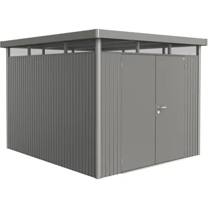 BIOHORT Gerätehaus HighLine H5 quarzgrau-metallic Doppeltür