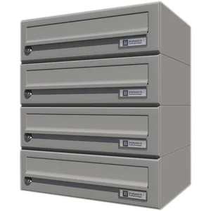 JU Hausbrieffachanlage 4-teilig, 375 x 440 x 280 mm, Stahl grau RAL 9007